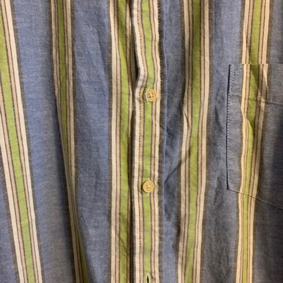Ben Sherman Men's XXL Cotton Stretch Short Sleeve Blue Multi-Stripe Shirt - Picture 2 of 6